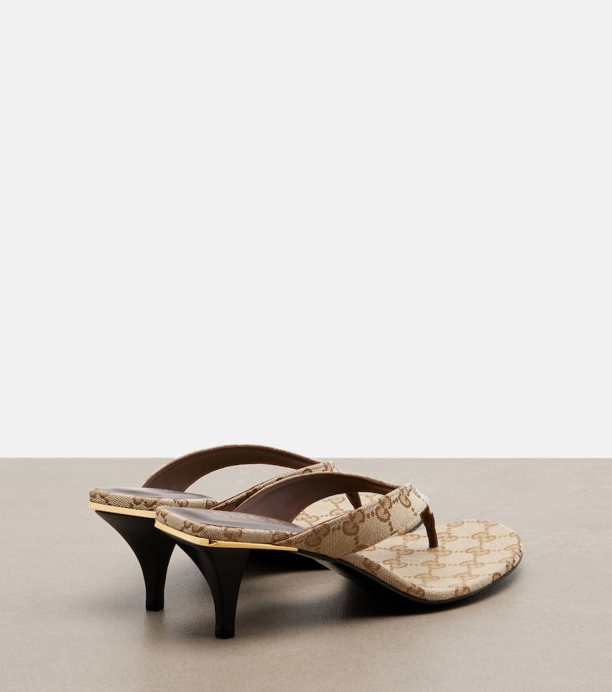 Gucci Vittoria GG canvas thong sandals in Beige - Heeled Sandals