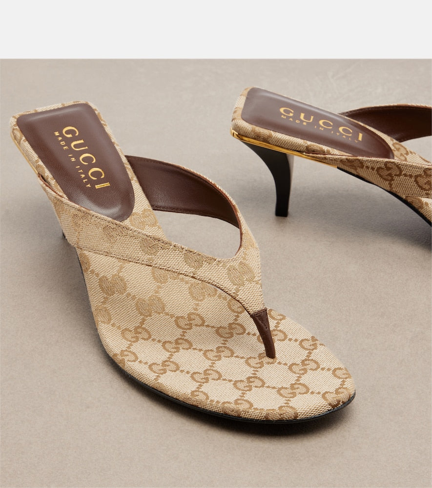 Gucci Vittoria GG canvas thong sandals in Beige - Heeled Sandals