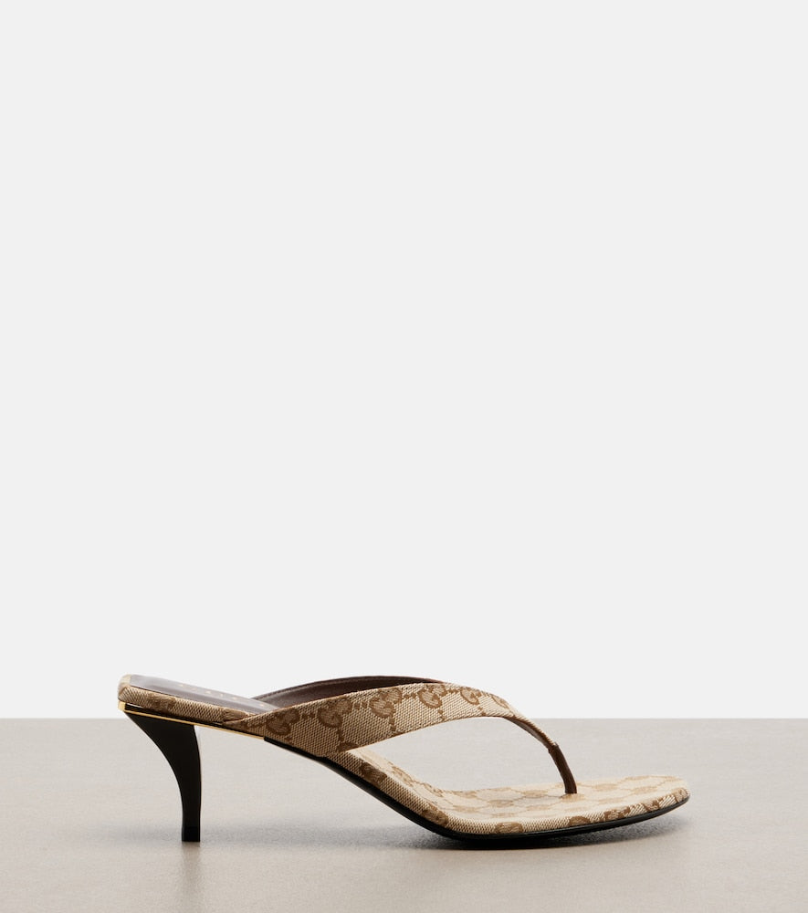 Gucci Vittoria GG canvas thong sandals in Beige - Heeled Sandals