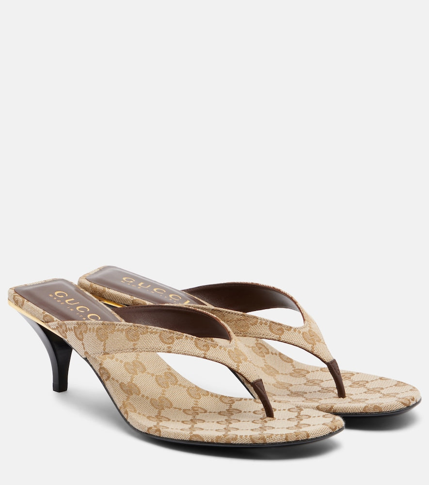 Gucci Vittoria GG canvas thong sandals in Beige - Heeled Sandals