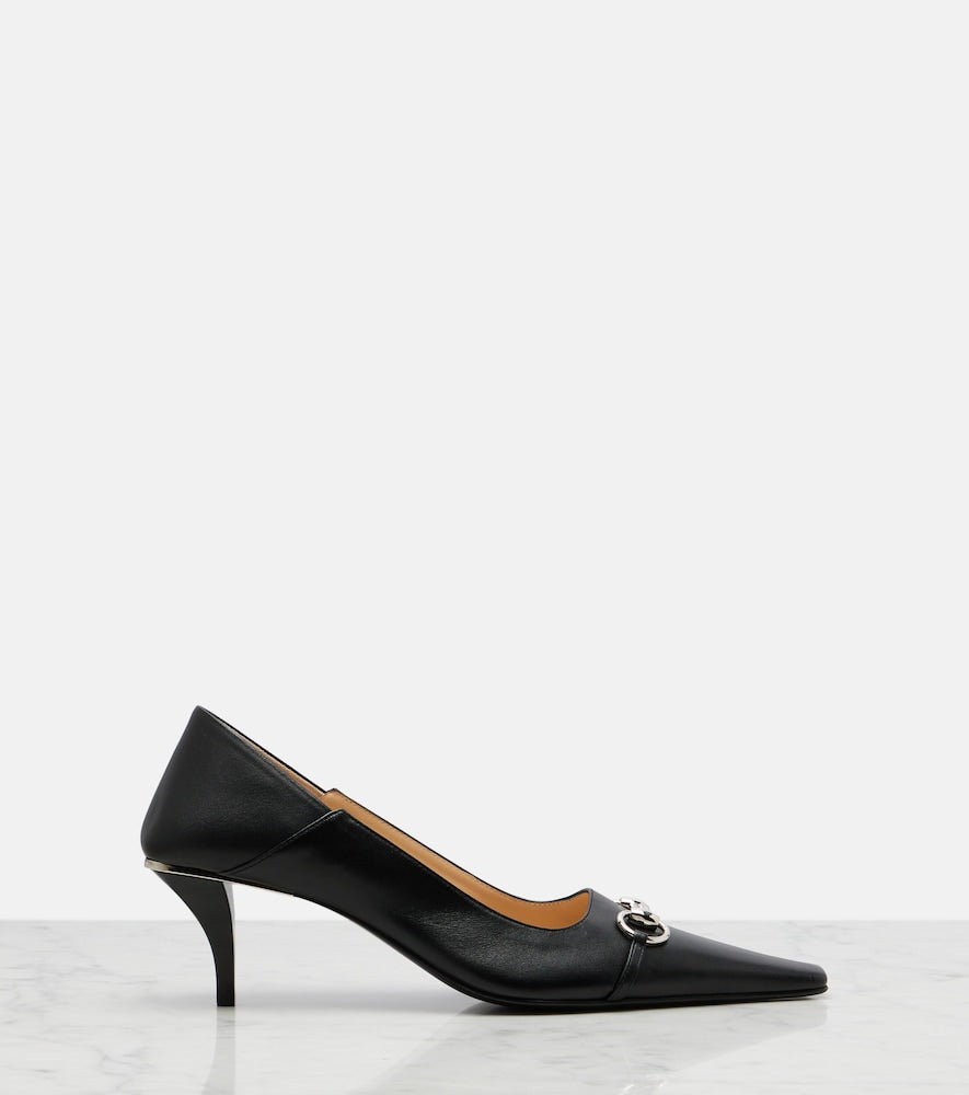 Black Gucci Vittoria Horsebit leather pumps - Mid Heel Pumps