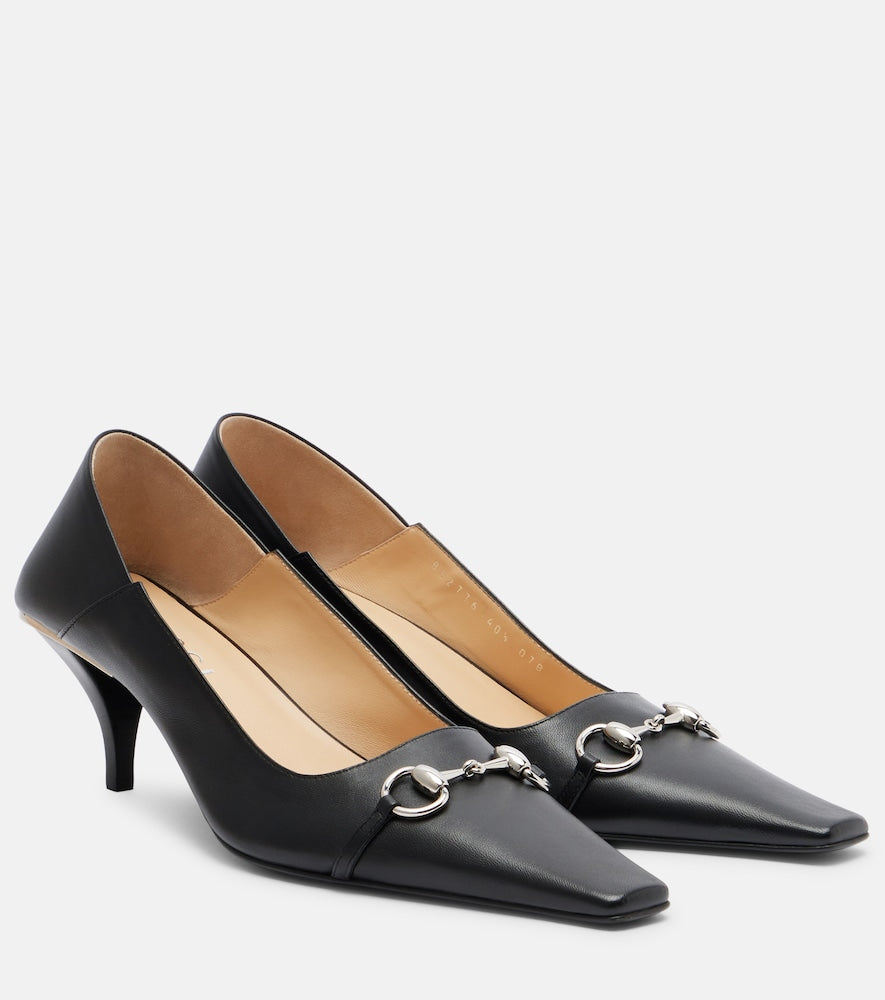 Black Gucci Vittoria Horsebit leather pumps - Mid Heel Pumps