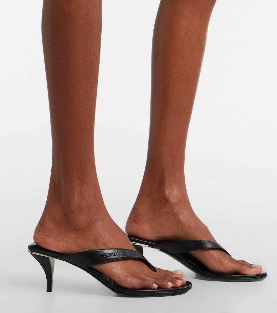 Black Gucci Vittoria leather thong sandals - Heeled Sandals