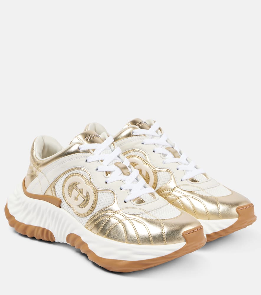 Gucci Wripple metallic leather sneakers