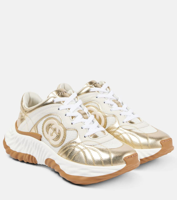 Gucci Wripple metallic leather sneakers