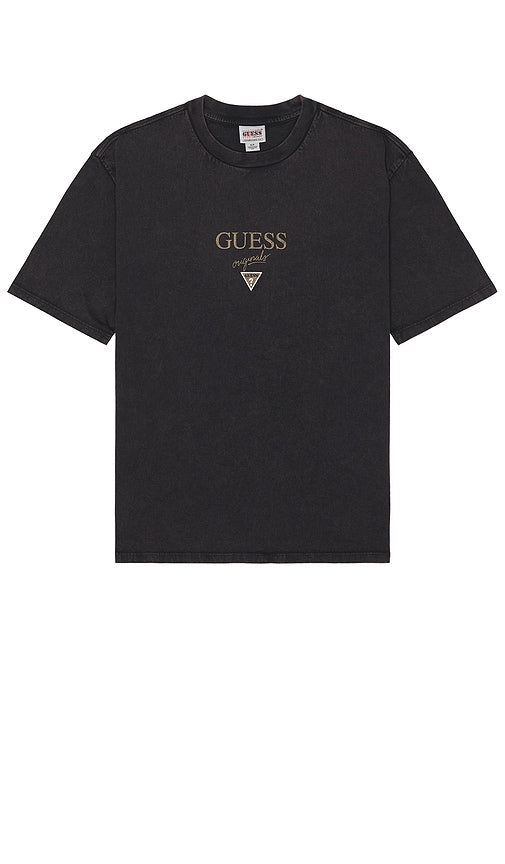 Guess Originals Printed Baker Logo Tee in Black - Guess Originals - T-shirt avec logo Baker imprimé en noir - Guess Originals 黑色 Baker 徽标印花 T 恤 - Guess Originals bedrucktes Baker-Logo-T-Shirt in Schwarz - Guess Originals 프린트 베이커 로고 티셔츠 블랙 색상 - Maglietta Guess Originals con logo Baker stampato in nero