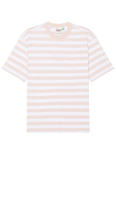 Guess Originals Simple Stripe Tee in Blush - Guess Originals - T-shirt à rayures simples - Blush - Guess Originals 粉色简单条纹 T 恤 - Guess Originals Simple Stripe T-Shirt in Blush - Guess Originals 심플 스트라이프 티셔츠 - Maglietta Guess Originals a righe semplici color cipria