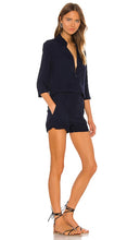 MONROW Zip Up Romper in Blue