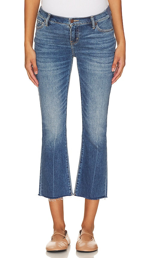 HATCH The Crop Maternity Jean in Blue