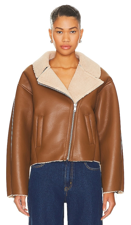 HEARTLOOM Amelia Faux Leather Jacket in Brown