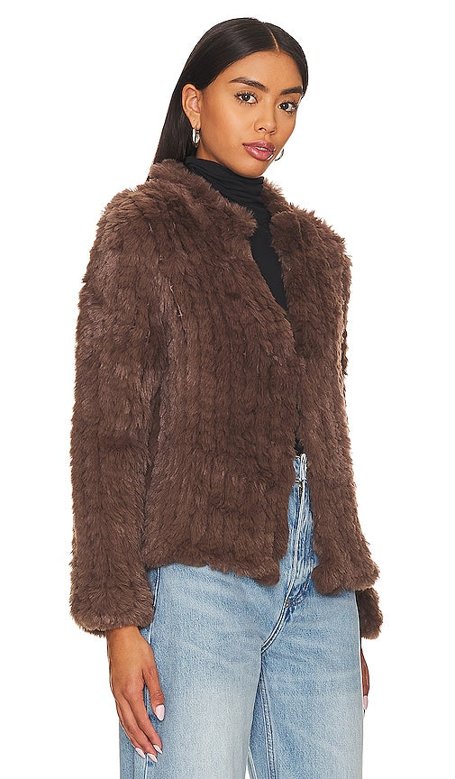 HEARTLOOM Aria Faux Fur Jacket in Chocolate
