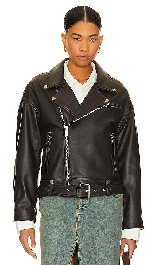 HEARTLOOM Karisa Leather Jacket in Chocolate