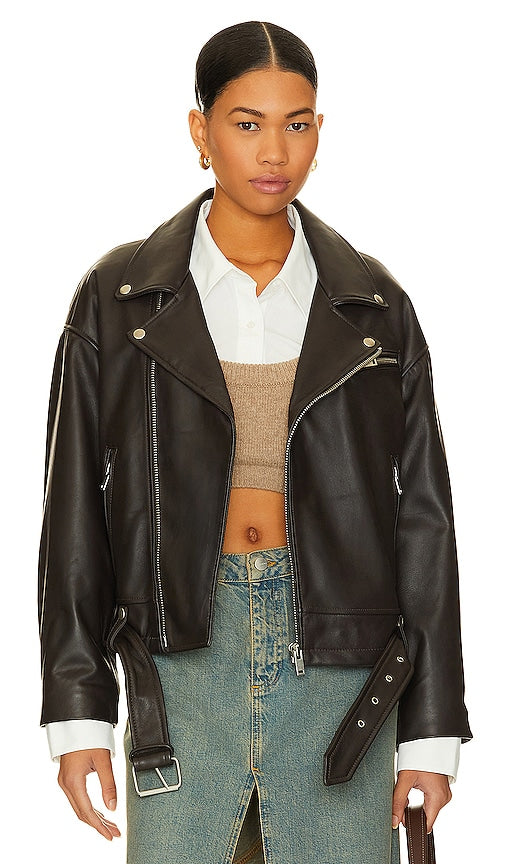 HEARTLOOM Karisa Leather Jacket in Chocolate