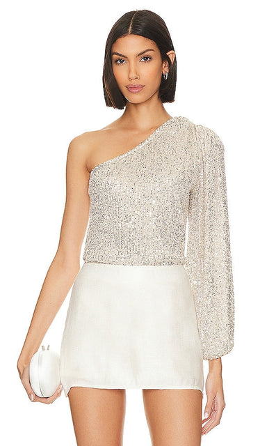 HEARTLOOM Seela Top in Metallic Silver - HEARTLOOM Haut Seela en Argent Métallisé - HEARTLOOM 金属银色 Seela 上衣 - HEARTLOOM Seela Top in Metallic-Silber - HARTLOOM Seela 탑 - Top HEARTLOOM Seela in argento metallizzato