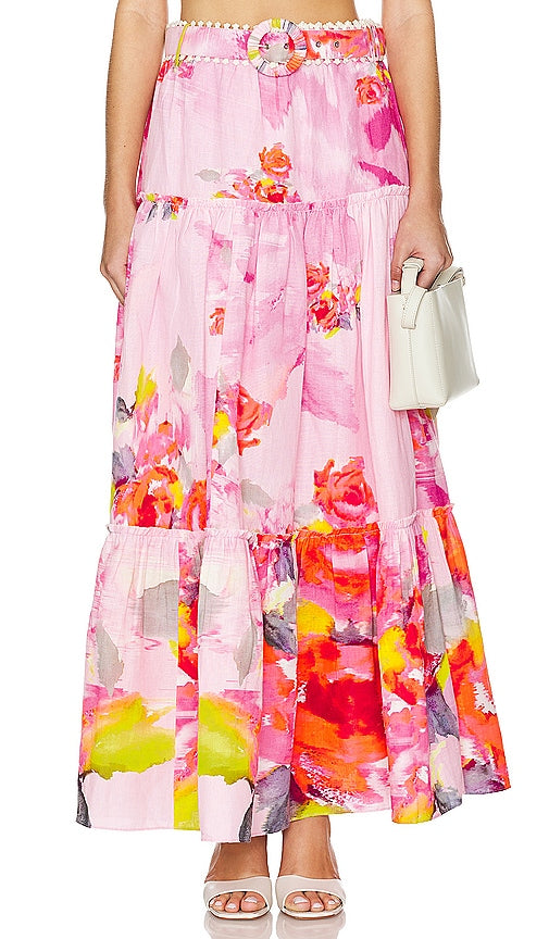 HEMANT AND NANDITA Belted Maxi Skirt in Pink - HEMANT AND NANDITA Jupe longue ceinturée en rose - HEMANT AND NANDITA 粉色系带长裙 - HEMANT AND NANDITA Maxirock mit Gürtel in Rosa - HEMANT AND NANDITA 벨티드 맥시 스커트 - Gonna lunga HEMANT AND NANDITA con cintura in rosa