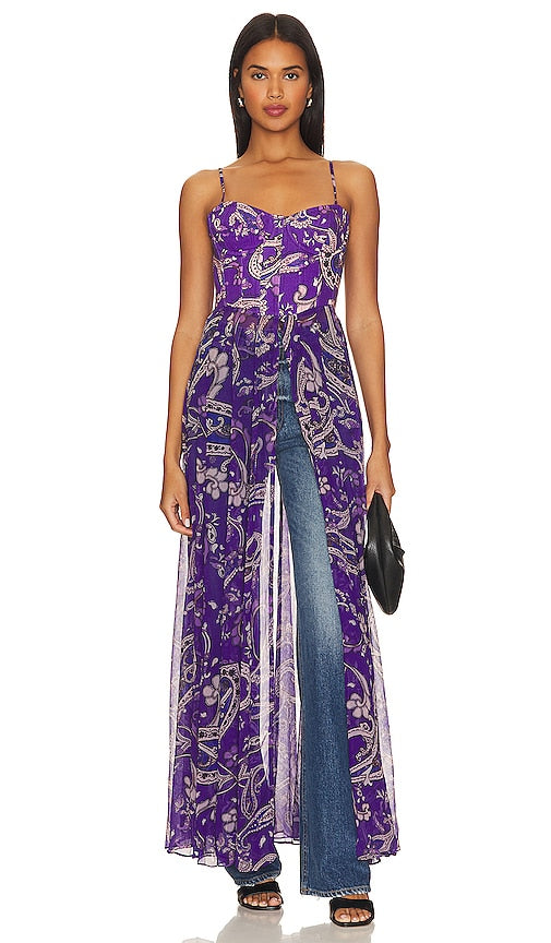HEMANT AND NANDITA Corset Overlay Top in Purple - HEMANT AND NANDITA Haut corset superposé en violet - HEMANT AND NANDITA 紫色紧身胸衣罩层上衣 - HEMANT AND NANDITA Korsett-Overlay-Oberteil in Lila - HEMANT AND NANDITA 코르셋 오버레이 탑, 퍼플 색상 - Top sovrapposto a corsetto HEMANT E NANDITA in viola