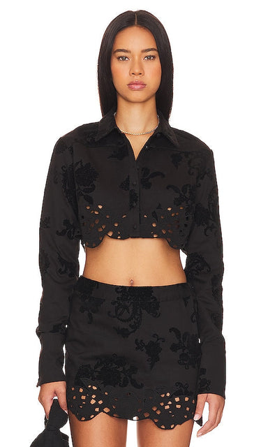 HEMANT AND NANDITA Crop Shirt in Black - Chemise courte HEMANT AND NANDITA en noir - HEMANT AND NANDITA 黑色短款衬衫 - HEMANT AND NANDITA Crop Shirt in Schwarz - HEMANT AND NANDITA 크롭 셔츠블랙 색상 - Camicia corta HEMANT E NANDITA in nero