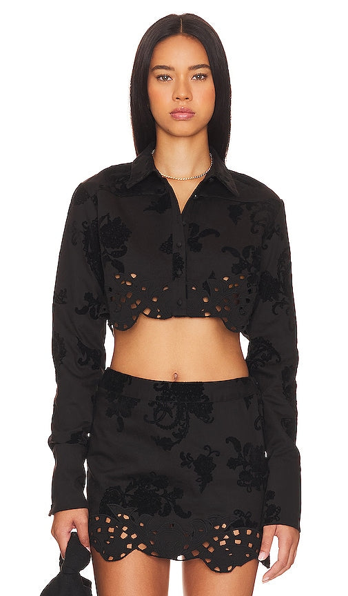 HEMANT AND NANDITA Crop Shirt in Black - Chemise courte HEMANT AND NANDITA en noir - HEMANT AND NANDITA 黑色短款衬衫 - HEMANT AND NANDITA Crop Shirt in Schwarz - HEMANT AND NANDITA 크롭 셔츠블랙 색상 - Camicia corta HEMANT E NANDITA in nero