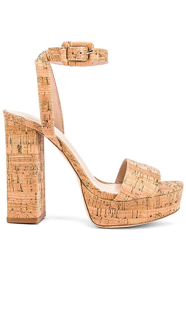 House of Harlow 1960 X REVOLVE Mika Platform Heel in Brown | Natural Cork Platform Sandals for Women