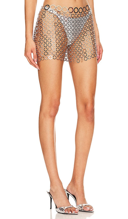 h:ours Sylvie Mini Skirt in Metallic Silver