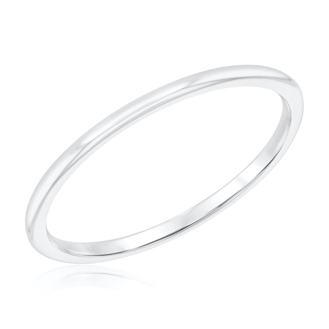 Half Rounded White Gold 1.2mm Band - Embrace Collection - Size 4