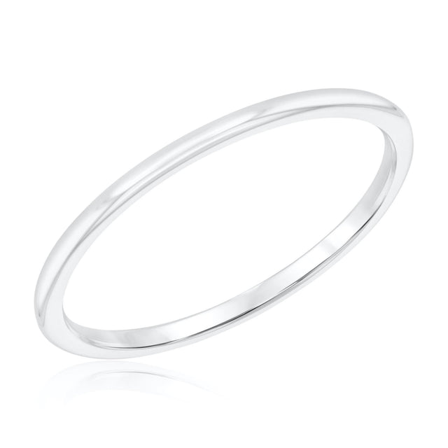 Half Rounded White Gold 1.2mm Band - Embrace Collection - Size 9