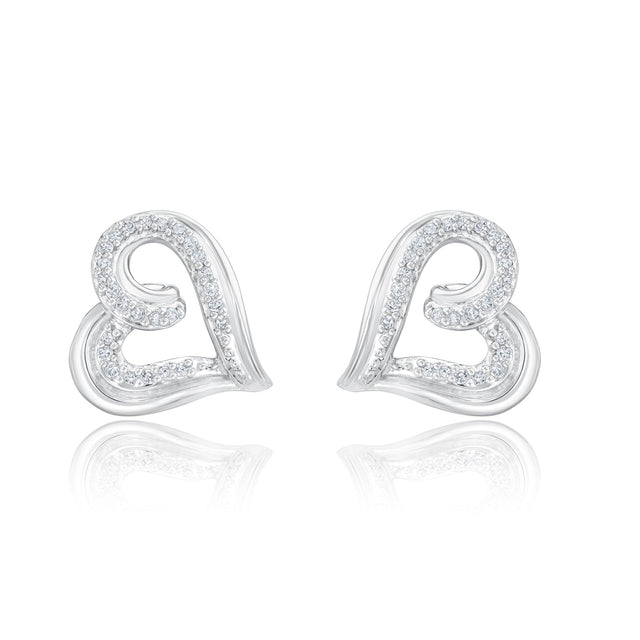 Hallmark Diamonds 1/10ctw Diamond Heart Sterling Silver Stud Earrings