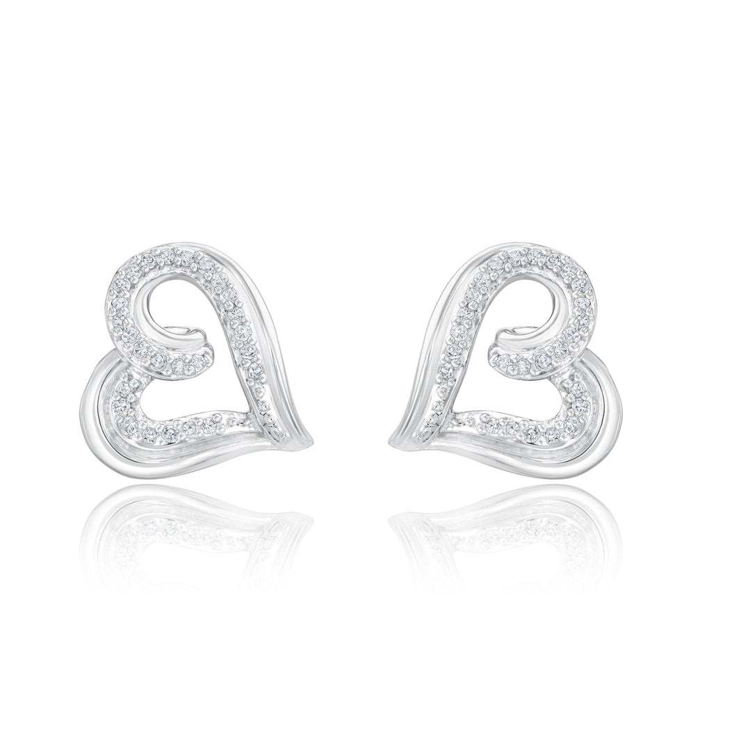 Hallmark Diamonds 1/10ctw Diamond Heart Sterling Silver Stud Earrings