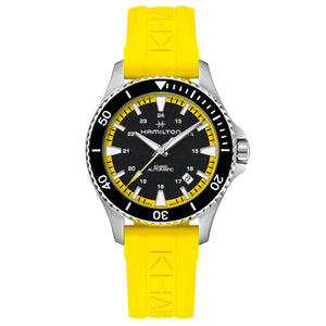 Hamilton Khaki Navy Scuba Auto Black Dial Acid Yellow Rubber Strap Watch 40mm - H82395332