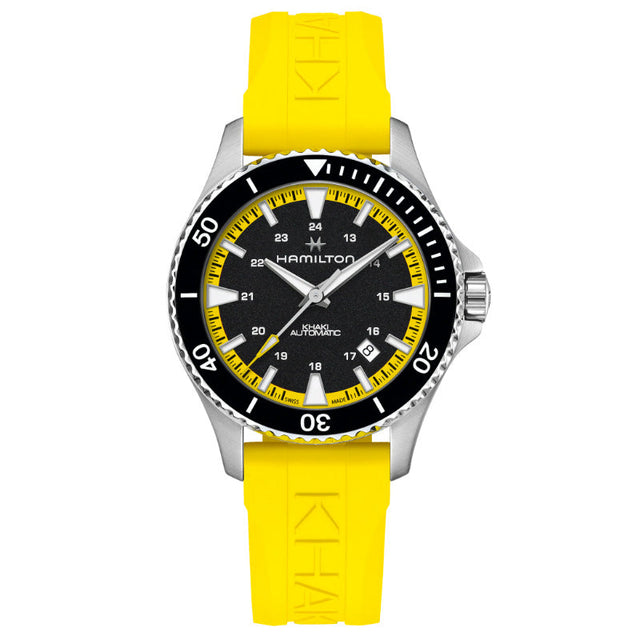 Hamilton Khaki Navy Scuba Auto Black Dial Acid Yellow Rubber Strap Watch 40mm - H82395332