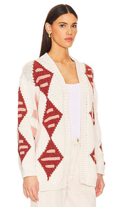 Hayley Menzies Intarsia Long Cardigan in Ivory