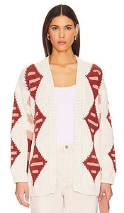Hayley Menzies Intarsia Long Cardigan in Ivory - Hayley Menzies Cardigan long en intarsia ivoire - Hayley Menzies 象牙色嵌花长开衫 - Hayley Menzies Intarsia Long Cardigan in Elfenbein - Hayley Menzies 인타르시아 롱 가디건 색상 - Cardigan lungo con intarsio Hayley Menzies in avorio