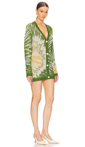 Hayley Menzies Jacquard Deep V-neck Cardigan in Green