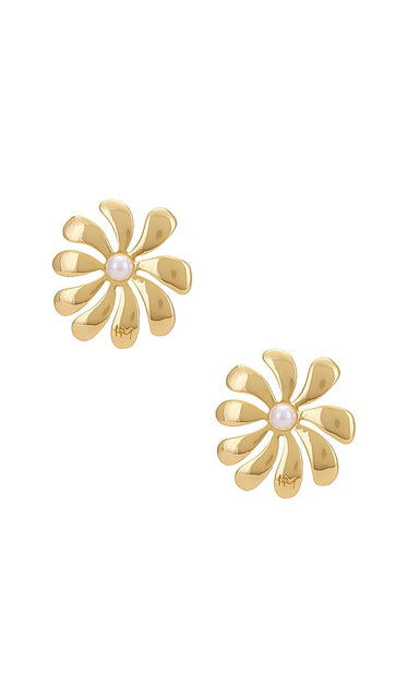 Heaven Mayhem Floral Earrings in Metallic Gold