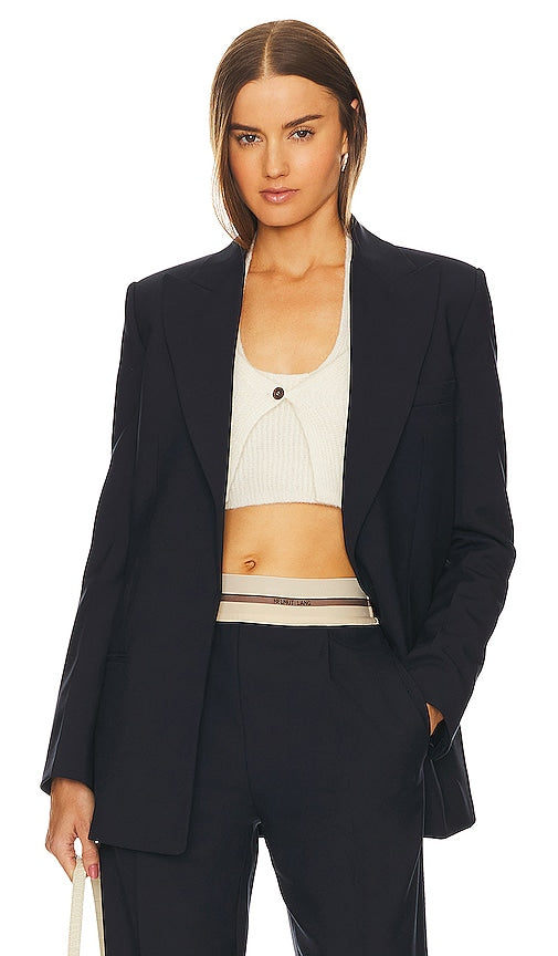 Helmut Lang Peak Lapel Blazer in Navy - Helmut Lang Blazer à revers en pointe en bleu marine - Helmut Lang 海军蓝尖领西装外套 - Helmut Lang Peak-Revers-Blazer in Marineblau - Helmut Lang 피크 라펠 블레이저 네이비 색상 - Blazer con risvolto a lancia Helmut Lang in blu scuro