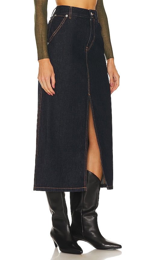 Helmut Lang Slit Midi Skirt in Blue