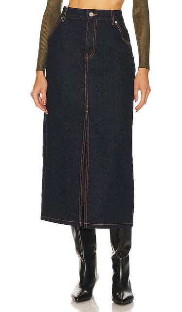 Helmut Lang Slit Midi Skirt in Blue - Helmut Lang Jupe mi-longue fendue en bleu - Helmut Lang 蓝色开衩中长半身裙 - Helmut Lang Schlitz-Midirock in Blau - Helmut Lang 슬릿 미디 스커트블루 색상 - Gonna midi con spacco Helmut Lang in blu