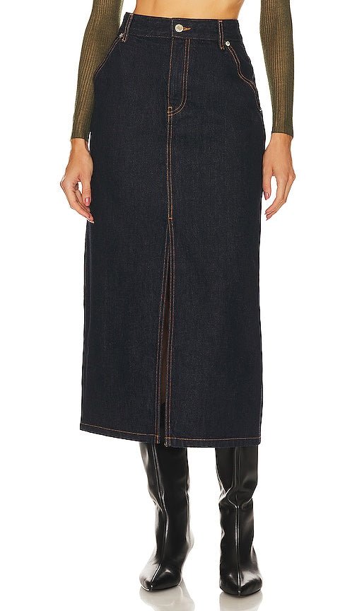 Helmut Lang Slit Midi Skirt in Blue - Helmut Lang Jupe mi-longue fendue en bleu - Helmut Lang 蓝色开衩中长半身裙 - Helmut Lang Schlitz-Midirock in Blau - Helmut Lang 슬릿 미디 스커트블루 색상 - Gonna midi con spacco Helmut Lang in blu