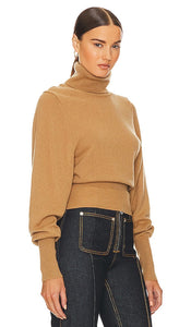 Helsa Aren Cashmere Turtleneck Sweater in Tan