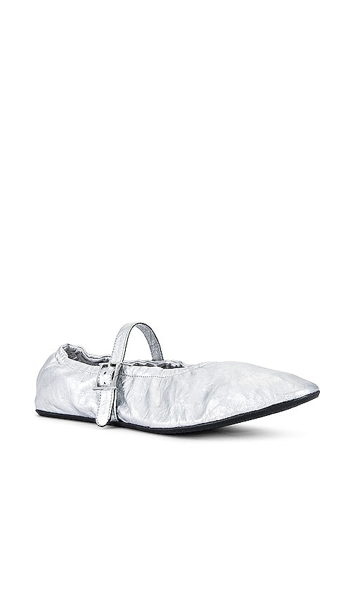 Helsa Ballerina Flat in Metallic Silver