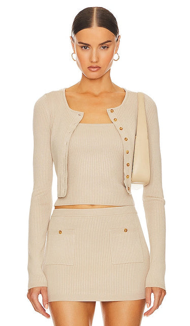 Helsa Ediva Cardigan in Neutral - Cardigan Helsa Ediva en neutre - Helsa Ediva 中性色开衫 - Helsa Ediva Cardigan in Neutral - Helsa Ediva 카디건 - Cardigan Helsa Ediva in colore neutro