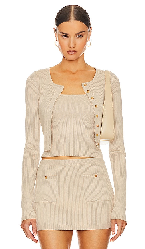 Helsa Ediva Cardigan in Neutral - Cardigan Helsa Ediva en neutre - Helsa Ediva 中性色开衫 - Helsa Ediva Cardigan in Neutral - Helsa Ediva 카디건 - Cardigan Helsa Ediva in colore neutro