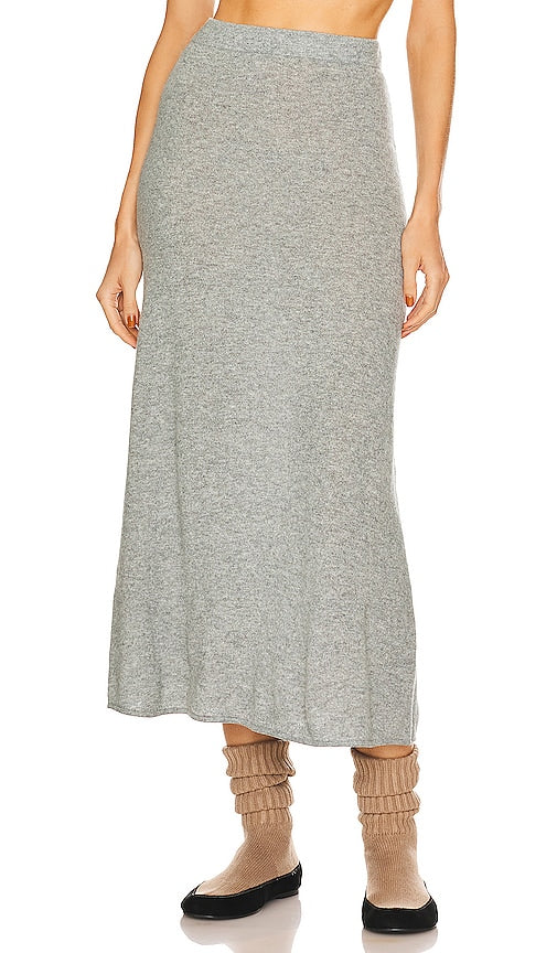 Helsa Einer Cashmere Midi Skirt in Grey - Jupe mi-longue en cachemire Helsa Einer en gris - Helsa Einer 灰色羊绒中长半身裙 - Helsa Einer Kaschmir-Midirock in Grau - Helsa Einer 캐시미어 미디 스커트그레이 색상 - Gonna longuette in cashmere Helsa Einer in grigio