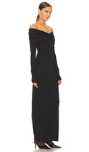 Helsa Matte Jersey Off Shoulder Maxi Dress in Black
