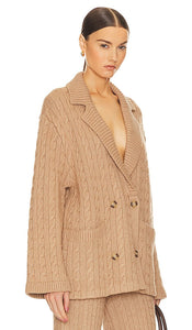 Helsa Nalini Cable Cardigan in Brown