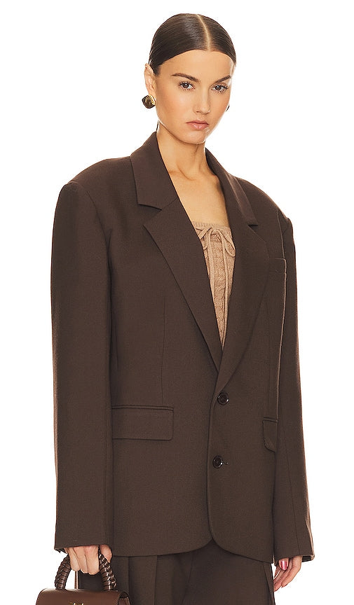 Helsa Oversized Suit Blazer in Chocolate