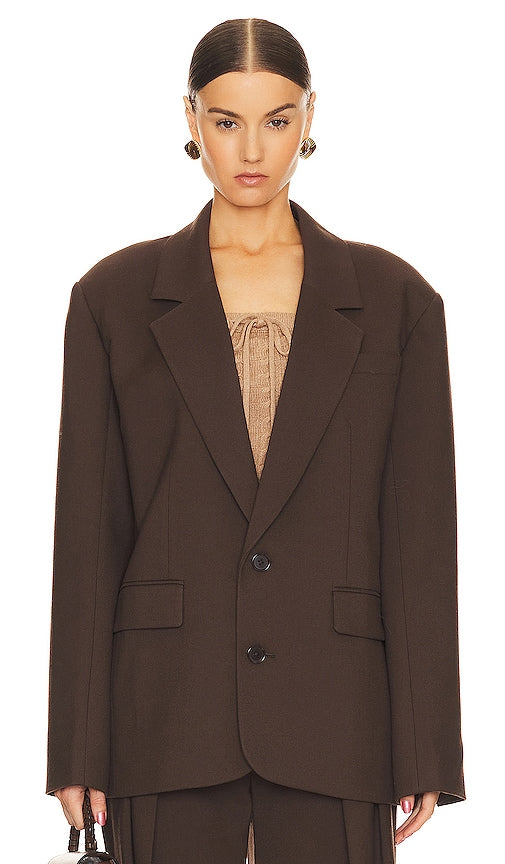 Helsa Oversized Suit Blazer in Chocolate