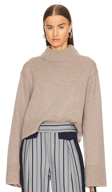 Helsa Pamelia Crew Neck Sweater in Taupe - Helsa Pamelia Pull ras du cou en taupe - Helsa Pamelia 灰褐色圆领毛衣 - Helsa Pamelia Pullover mit Rundhalsausschnitt in Taupe - Helsa Pamelia 크루넥 스웨터 - Maglione girocollo Helsa Pamelia color talpa