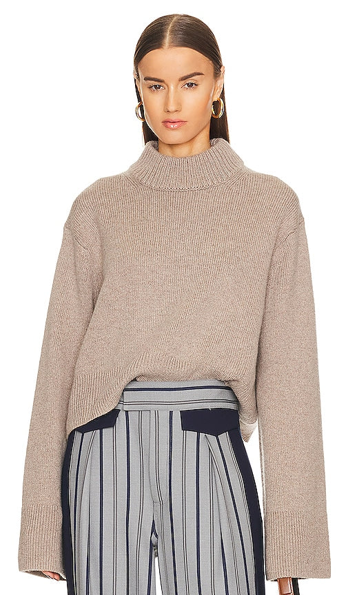 Helsa Pamelia Crew Neck Sweater in Taupe - Helsa Pamelia Pull ras du cou en taupe - Helsa Pamelia 灰褐色圆领毛衣 - Helsa Pamelia Pullover mit Rundhalsausschnitt in Taupe - Helsa Pamelia 크루넥 스웨터 - Maglione girocollo Helsa Pamelia color talpa