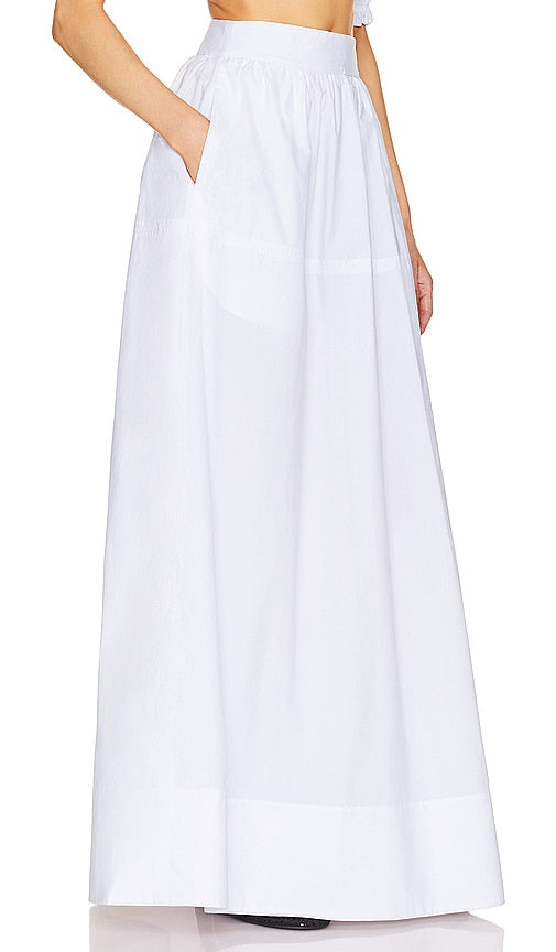 Helsa Poplin Maxi Skirt in White